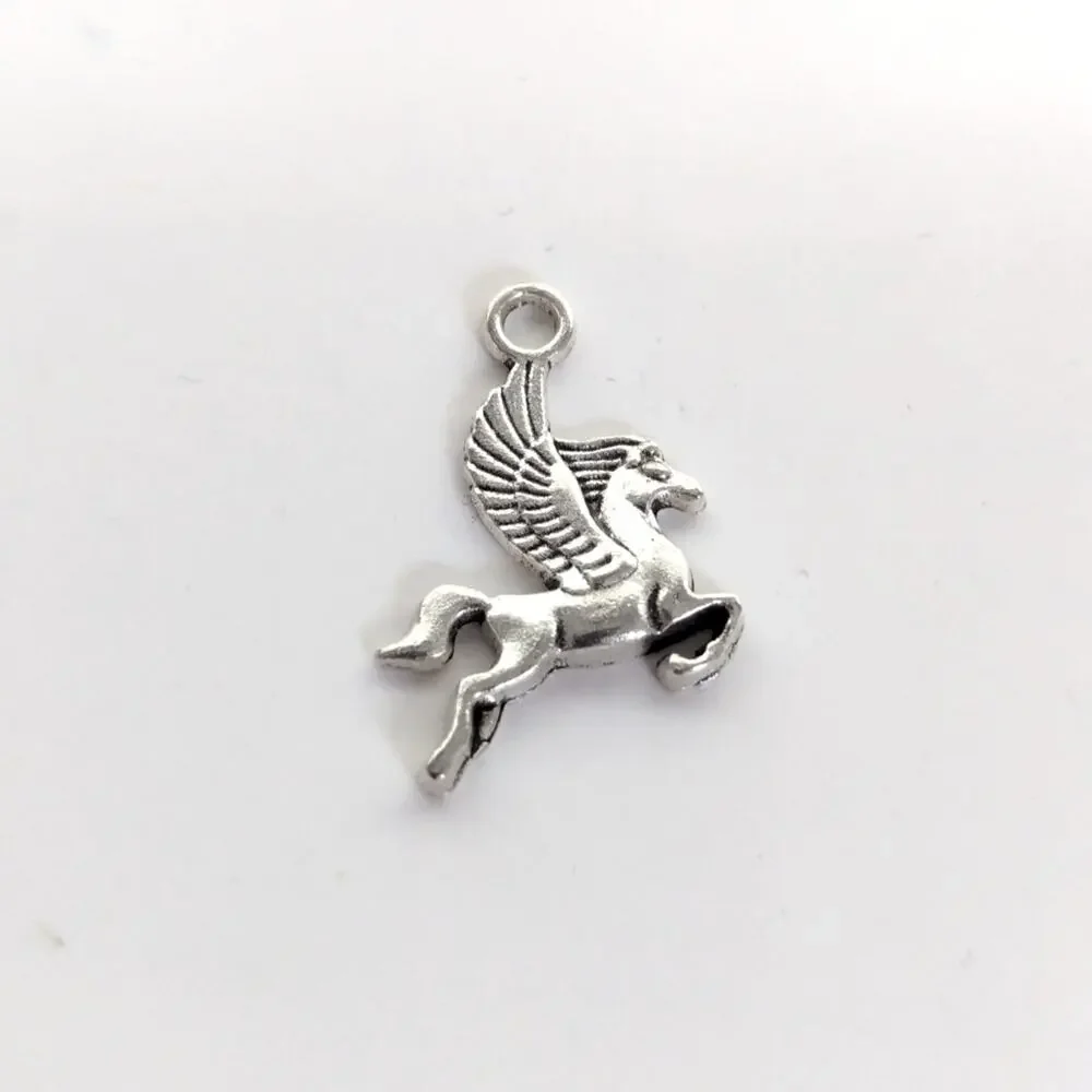 Whimsical Silver Tone Pegasus Fairy Magic Unicorn Mini Pendant Bracelet Charm